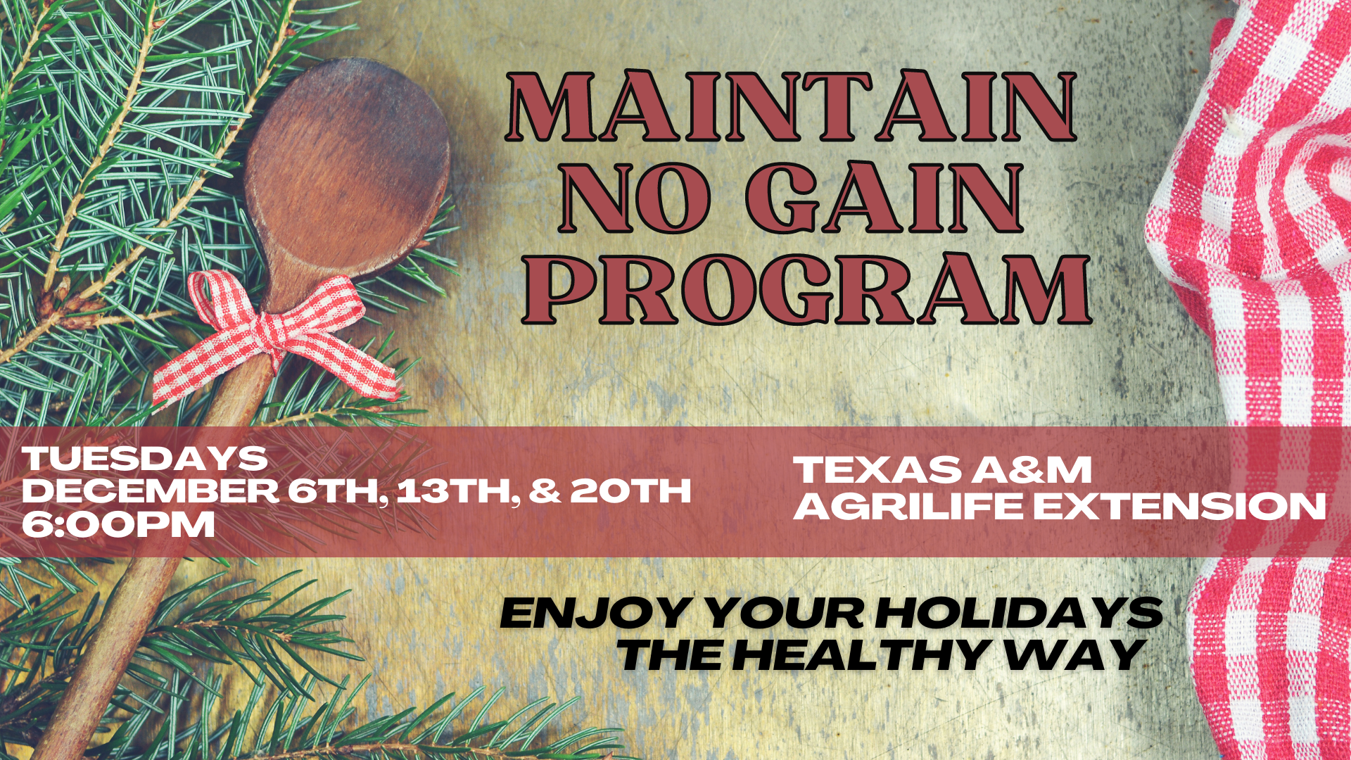 Maintain No Gain, December 6th at 6pm in Library Bronte Room