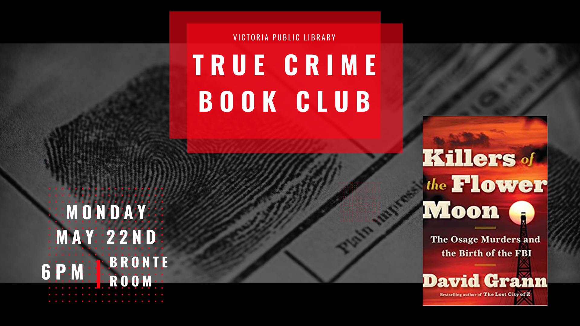 True Crime Book Club, May 22nd at 6:00pm