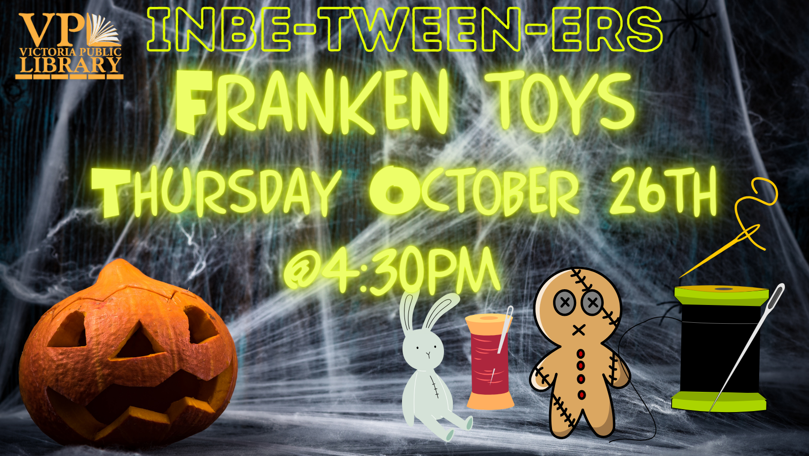 Our favorite program is back! Join us as we tear apart teddy bears and dolls to create FRANKEN TOYS! What will you create??? All materials provided.