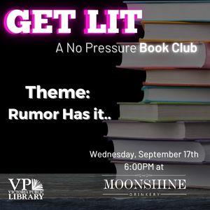 No Pressure Book Club, September 17th at 6pm, Moonshine Drinkery