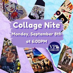 Collage Night, September 8th at 6pm, Victoria Public Library 