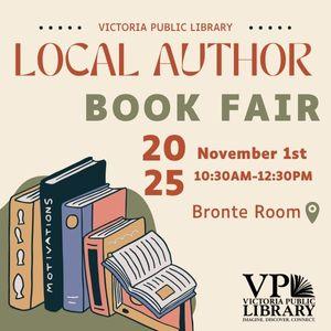 Local Author Fair, November 1st at 10:30am, Victoria Public Library 