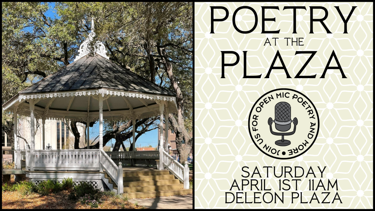 Poetry at the Plaza, Deleon Plaza, Saturday April 1st at 11am