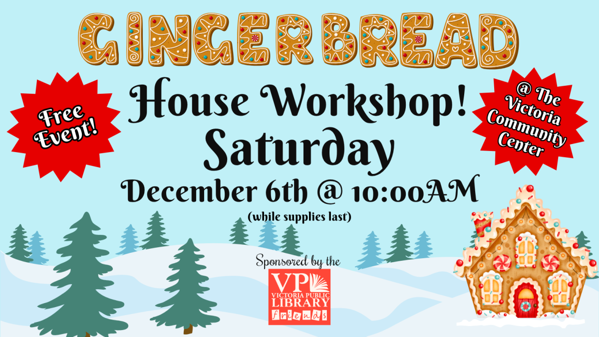 Gingerbread Workshop, December 6th at 10:00am Victoria Community Center