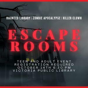 Escape Rooms, October 14th at 6:30PM, Open to teens and adults