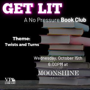 No Pressure Book Club, October 15th at 6pm, Moonshine Drinkery