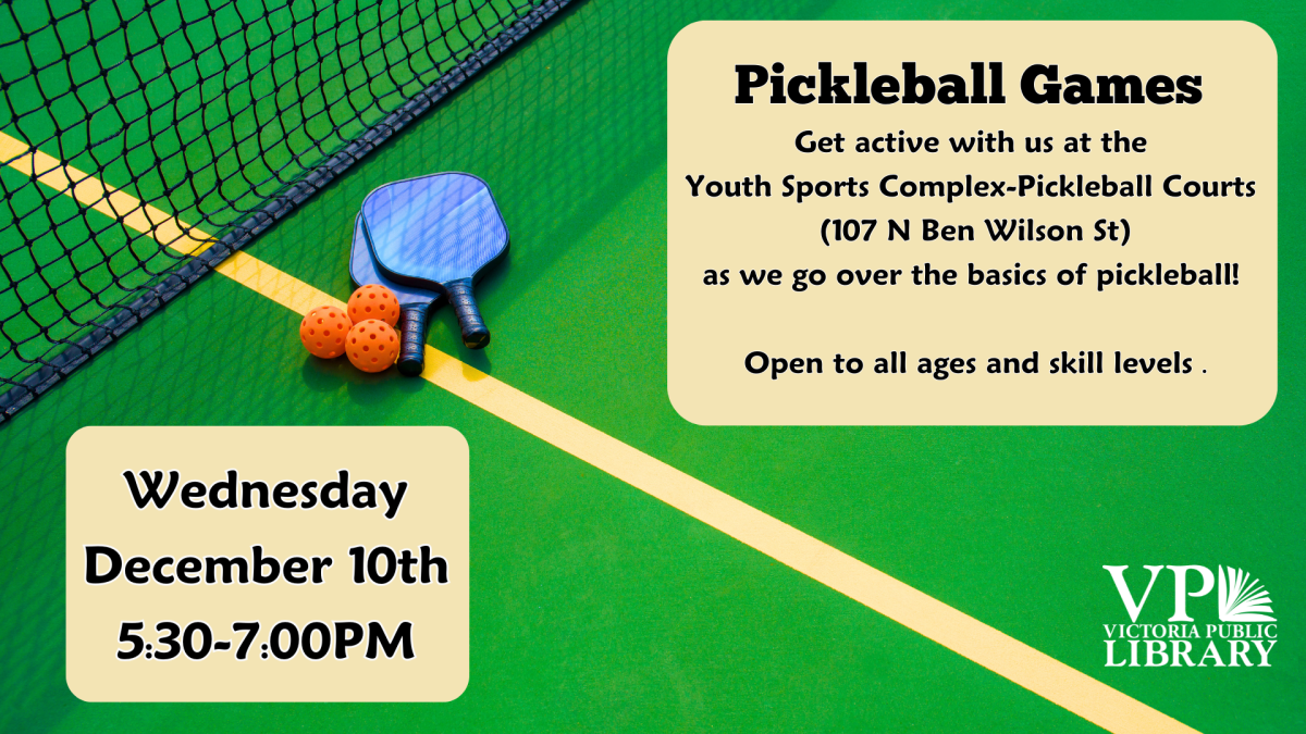 Rescheduled Pickleball games, December 10th at 5:30pm, Youth Sports Complex